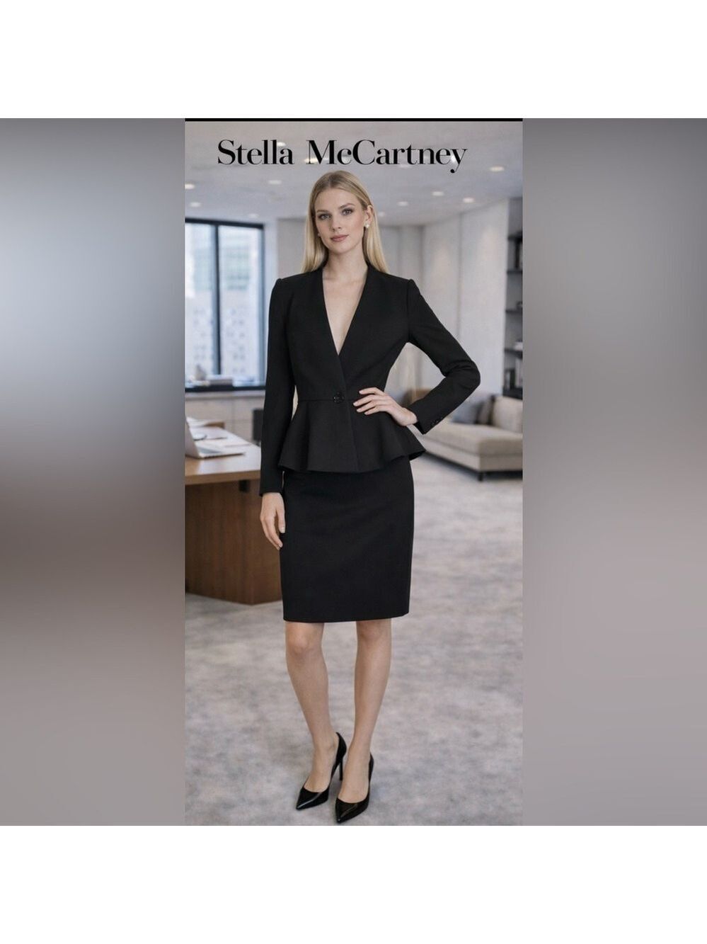 NWT Women's Stella McCartney Black Peplum Blazer Size 6